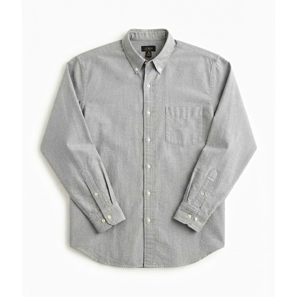 J.Crew Men's L Gray Cotton Button Up Shirt Long Sleeve Casual Pocket Workwear